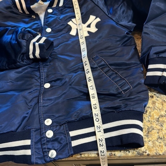 Yankees Vintage Bomber Jacket small navy snap coat vintage classic - Picture 6 of 14